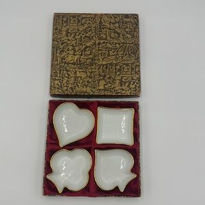 4 Vintage Limoges France Playing Cards King Queen Ace Jack Trinket Dishes